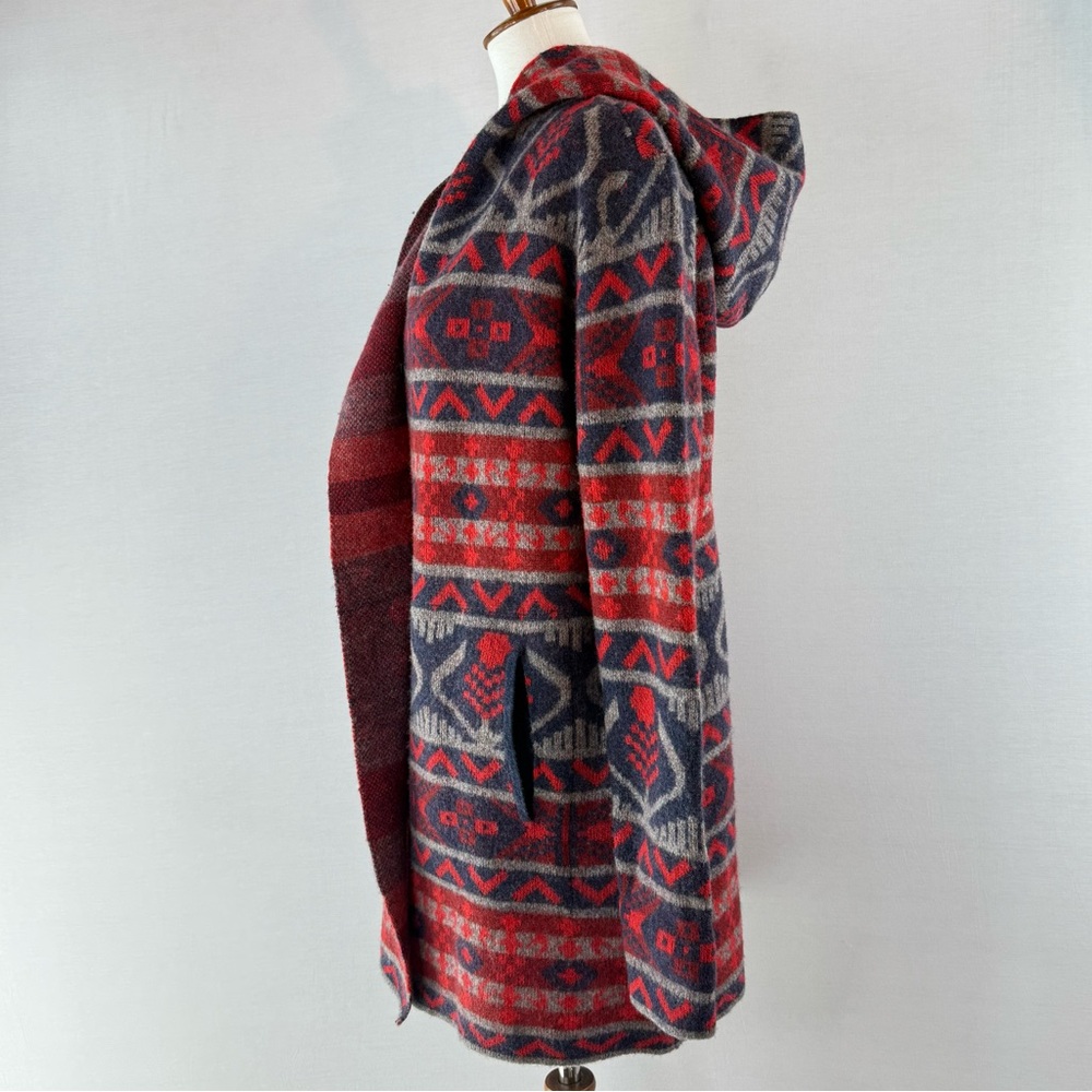 Toad&Co Merino Merritt Aztec Print 100% Lambswool Long Hooded Cardigan - Picture 4 of 10